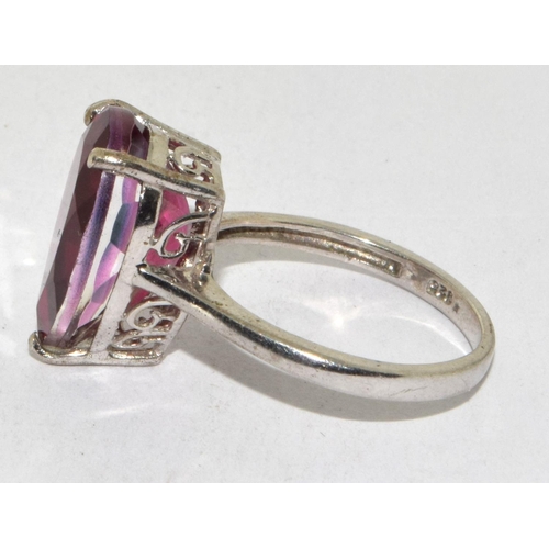 82 - 925 silver pear shape Rubellite ring size M