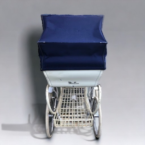 18 - A LARGE VINTAGE SILVER CROSS PRAM.