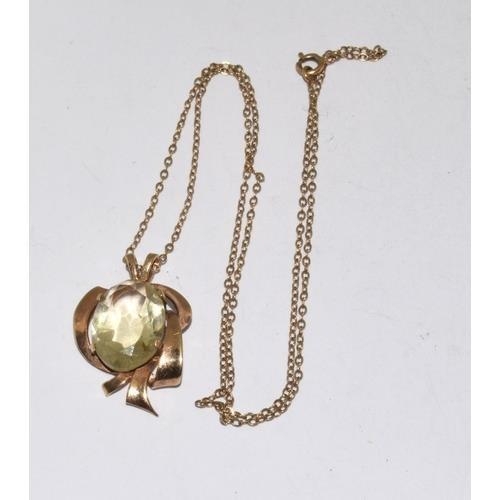 103 - 9ct gold citrine pendant necklace 3.6g