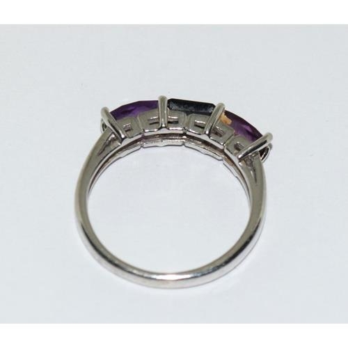 119 - 9ct white gold ladies Amethyst and Sapphire ring size N