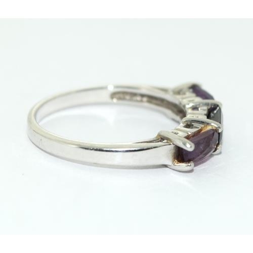 119 - 9ct white gold ladies Amethyst and Sapphire ring size N