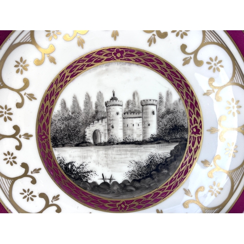 131 - A FRENCH PORCELAIN HAND PAINTED TRAY.
Probably decorated in Paris.
Painted monochrome central panel ... 