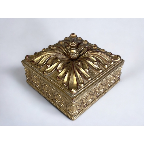 91 - A GILT RESIN DECORATIVE BOX. 
11 X 17CM