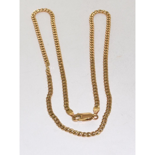 436 - 9ct gold flat link neck chain with lobster claw clasp 45cm long 4.6g