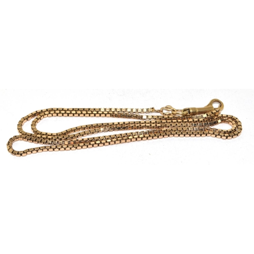 437 - 9ct gold fancy box link neck chain with a key lock clasp 46cm long 7.2g