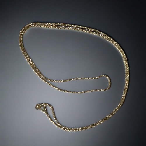 388 - A long 18ct Gold rope twist chain.
80cm Long
Weight - 11g