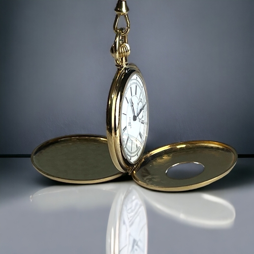 389 - A Vintage 1960’s “Verity” Swiss 17 Jewels Gold Plated Half Hunter pocket watch,  with Gold plated do... 