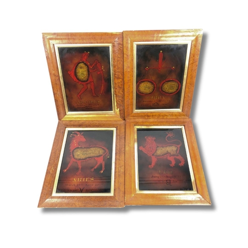 65 - Zodiac Painted Glass Framed Pictures