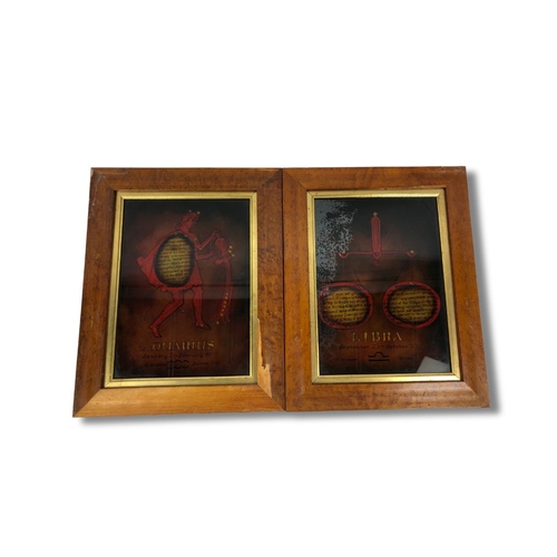 65 - Zodiac Painted Glass Framed Pictures