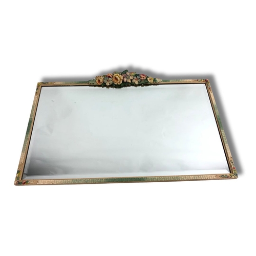 123 - Bevel Edged Mirror with Decorative Floral Design Surround