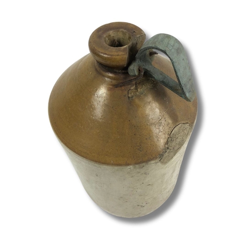 162 - Stoneware Jar 'R. Ratcliffe' Brewer Pontypridd with Leadwork Handle