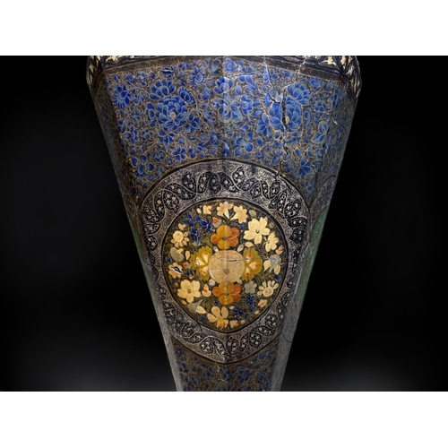 180 - A 19th CENTURY KASHMIRI VASE.
Elaborately hand painted foliate design on Papier-mache over copper.
L... 