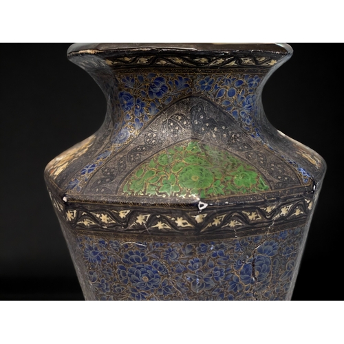 180 - A 19th CENTURY KASHMIRI VASE.
Elaborately hand painted foliate design on Papier-mache over copper.
L... 