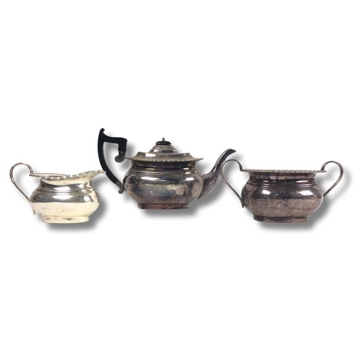 196 - Silver Plate Teapot, Sugar Bowl & Milk Jug