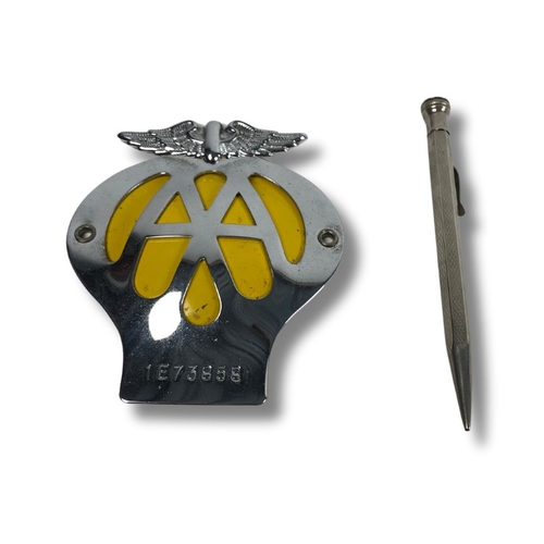 197 - AA Automobile Association Car Badge and Propelling Pen.