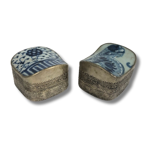 198 - Pair of Chinese Porcelain Shard Trinket Boxes