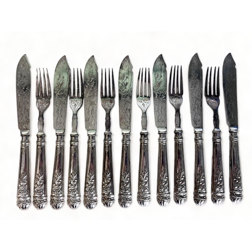 329 - A Set of 19th Century Silver Plate Knives & Forks.
By Elkington & co. With Diamond registration mark... 