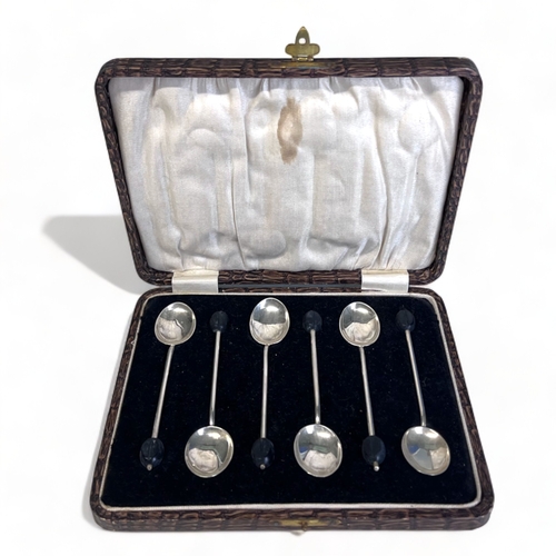 348 - A Set of Six Sterling Silver Coffee Bean Spoons.
By William Suckling Ltd. 
Birmingham, 1924 hallmark... 