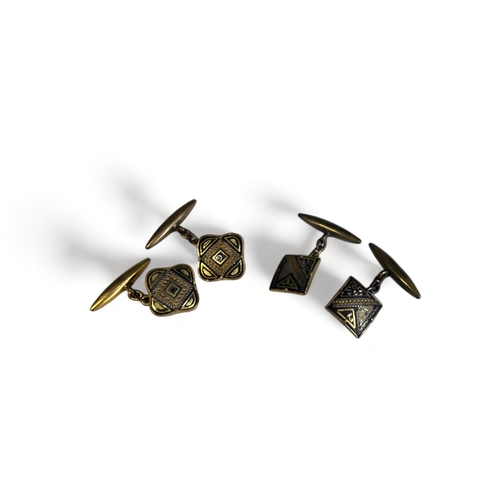 351 - Two Pairs of Vintage Damascene Men's Cufflinks.