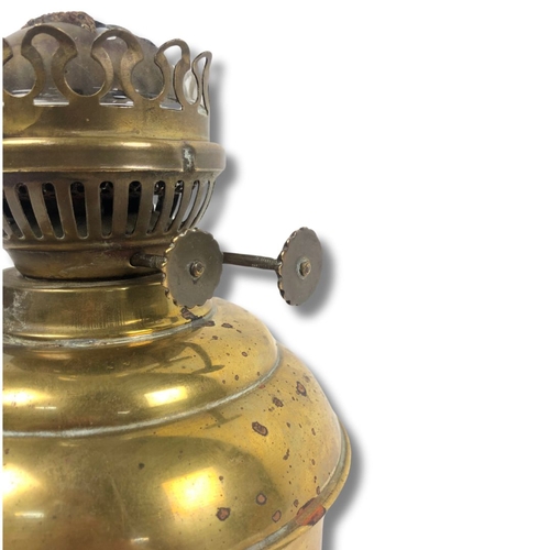 214 - Brass Oil Lamp with Clear Glass Funnel.