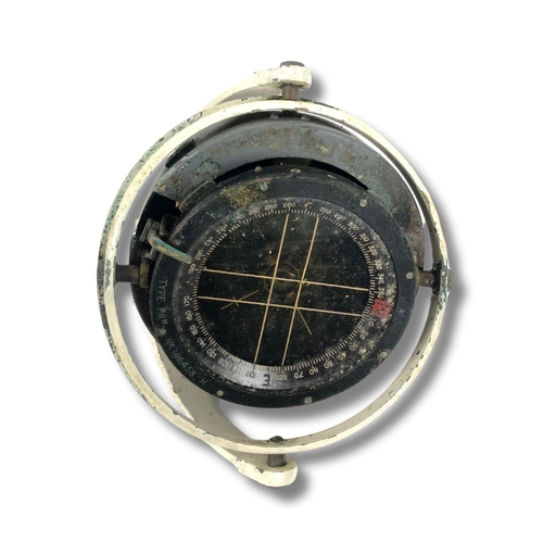 218 - Vintage WW2 British RAF Type P8 Aircraft Gimbal Compass. No. 166458 Made in the late 1930's early 19... 