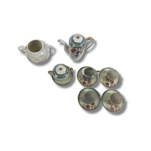 224 - Hand Painted Klimax Teacups, Teapot and Jars