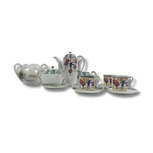 224 - Hand Painted Klimax Teacups, Teapot and Jars