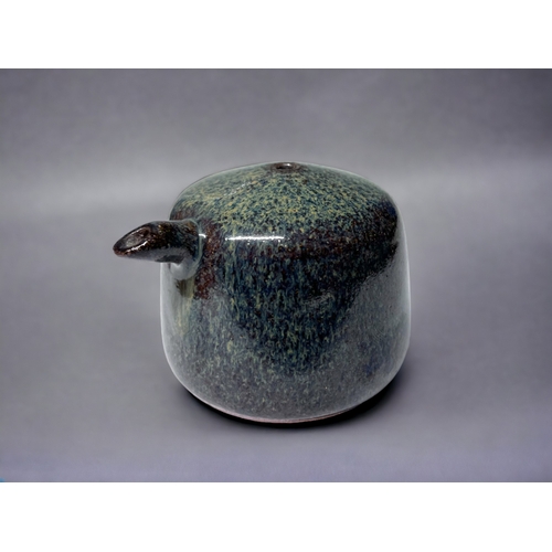 158 - A JAPNESE GLAZED POTTERY SUITEKI WATER DROPPER.
Koishiwara ware glaze.
Impressed mark to base. 
6 x ... 