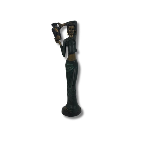 252 - Cast Bronze Patinated Mid Century Lady Statue - 47cm Height