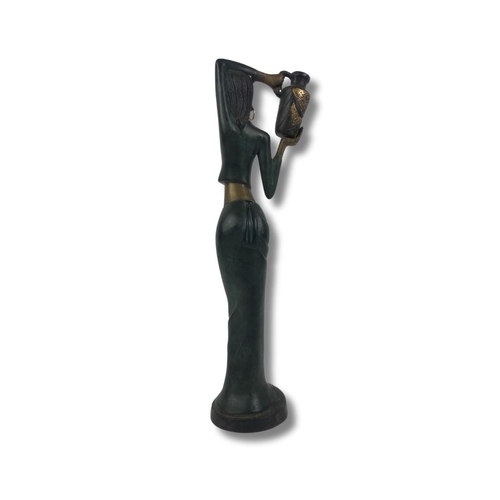 252 - Cast Bronze Patinated Mid Century Lady Statue - 47cm Height