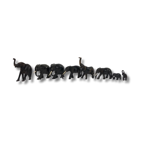 260 - Collection of Ebony Wooden Elephants