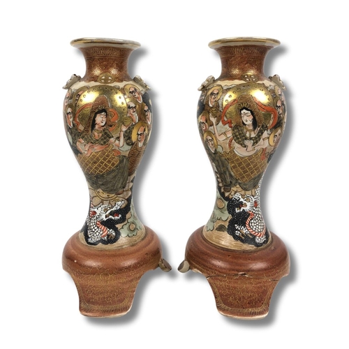 315 - Two Satsuma Meiji Vases AF 27cm Height