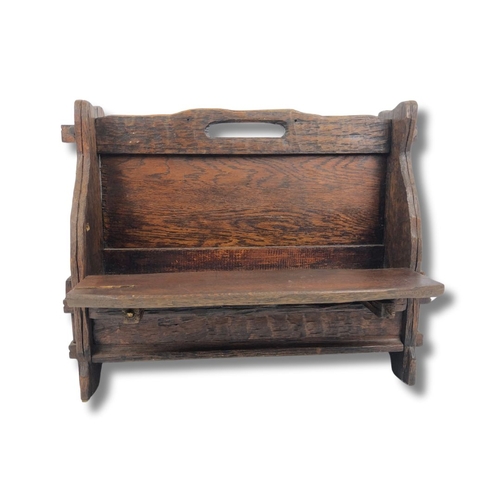 316 - Arts & Crafts Hand Carved Wooden Magazine Rack