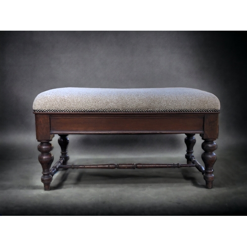 358 - Antique Mahogany Footstool with Storage. Reupholstered