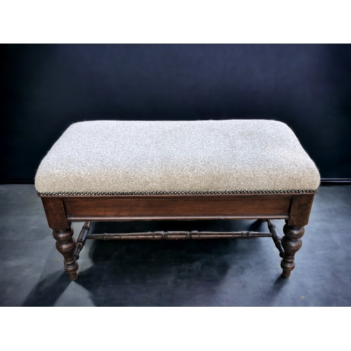 358 - Antique Mahogany Footstool with Storage. Reupholstered