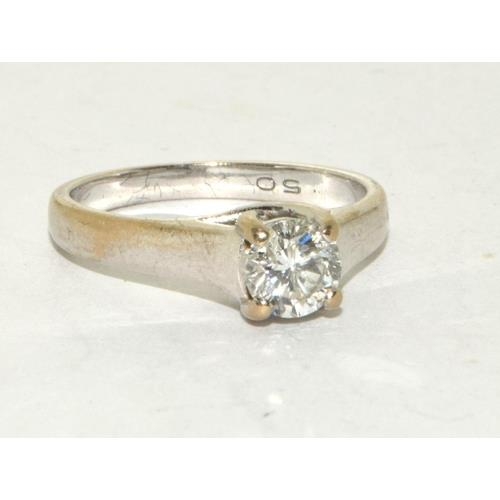 396 - 18ct White Gold Ladies Diamond Solitaire Ring. H/M 0.5ct. Size J