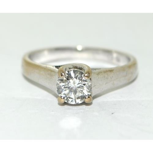 396 - 18ct White Gold Ladies Diamond Solitaire Ring. H/M 0.5ct. Size J