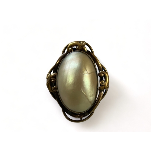 478 - Antique gilt metal & Abalone brooch.
