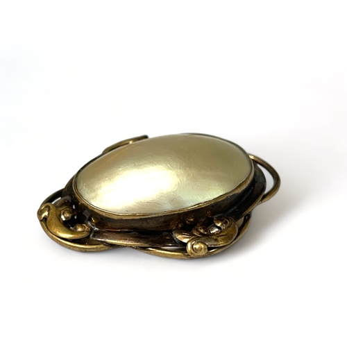 478 - Antique gilt metal & Abalone brooch.