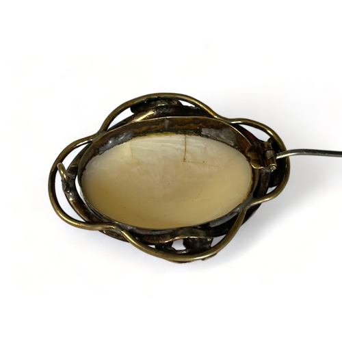 478 - Antique gilt metal & Abalone brooch.