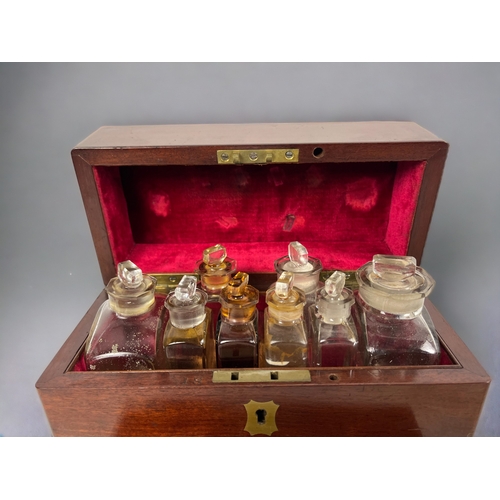 262 - A RARE GEORGIAN MAHOGANY MEDICINE APOTHECARY CHEST.
Circa 1810.
Lift lid to reveal original bottles ... 