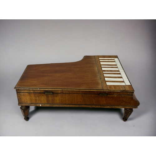 263 - A 19th Century French 'Grand Piano' sewing box.
Modelled as a Grand piano, with bone keys. Lift lid ... 