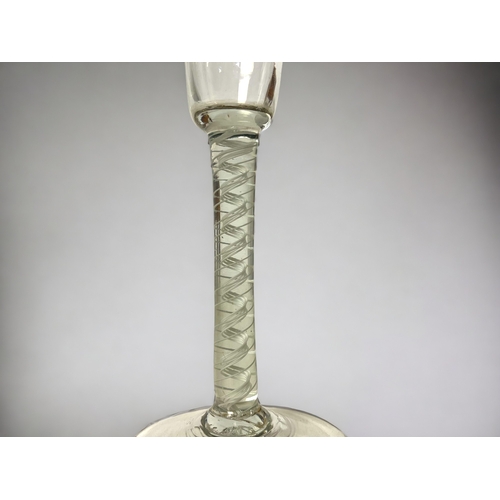 377 - GEORGIAN AIR TWIST STEM CORDIAL GLASS.
Circa 1780.