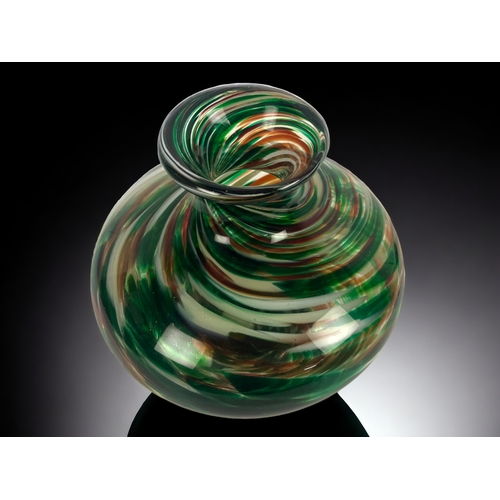 378 - A large Art glass hand blown vase.
Multicoloured swirl pattern.
21 x 23cm