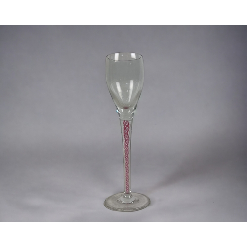 383 - A pair of Ruby Air twist Aperitif / cordial glasses. 
Height - 15cm