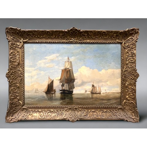 270 - An Early 20th Century Oil on Canvas.
Possibly Edward King Redmore. 
Nice decorative Ships at Sea sce... 