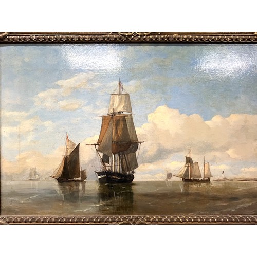 270 - An Early 20th Century Oil on Canvas.
Possibly Edward King Redmore. 
Nice decorative Ships at Sea sce... 