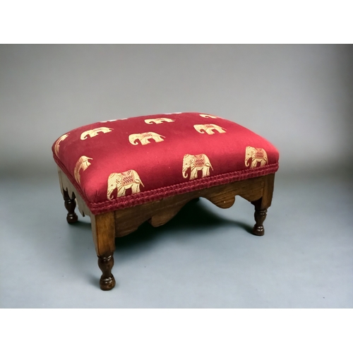 249 - Two Victorian Gout stools, together with a Oak & rush seated stool.