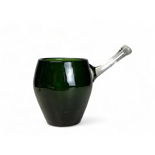 384 - A 1960's glass green horvipint by Sirkku Kumela. Together with a Blenko style green vase & stopper.