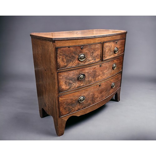 256 - An Early 19th Century 2 over 2 Mahogany Chest of drawers. Shaped swept apron with bracket feet.
Bras... 